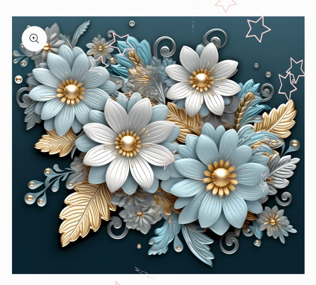 20oz rose and 3d Floral tumbler wraps, as is, little rhinestone, fully rhinestone.