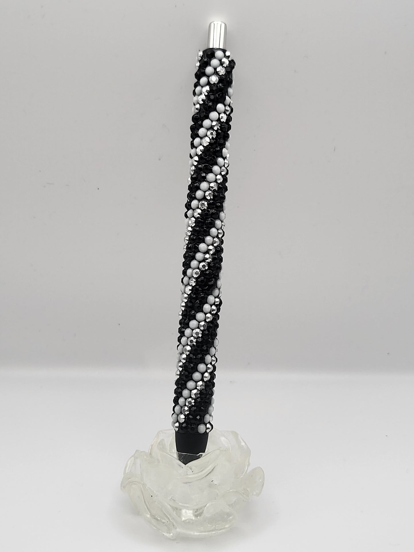 Black, White and Silver Rhinestone Pen