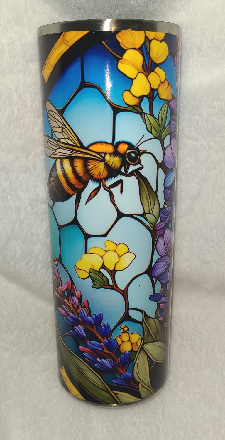 Cup 5- 20oz flower with bees