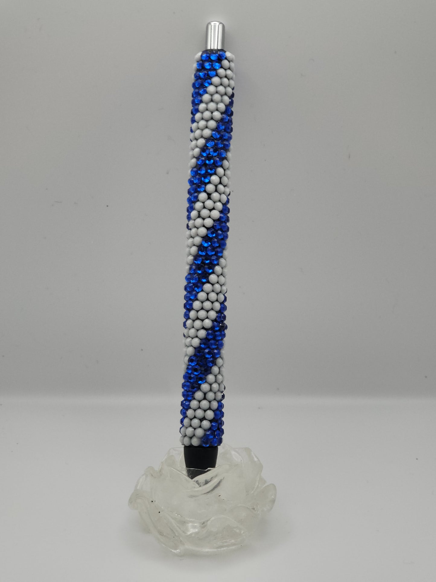 Blue and White Rhinestone Pen