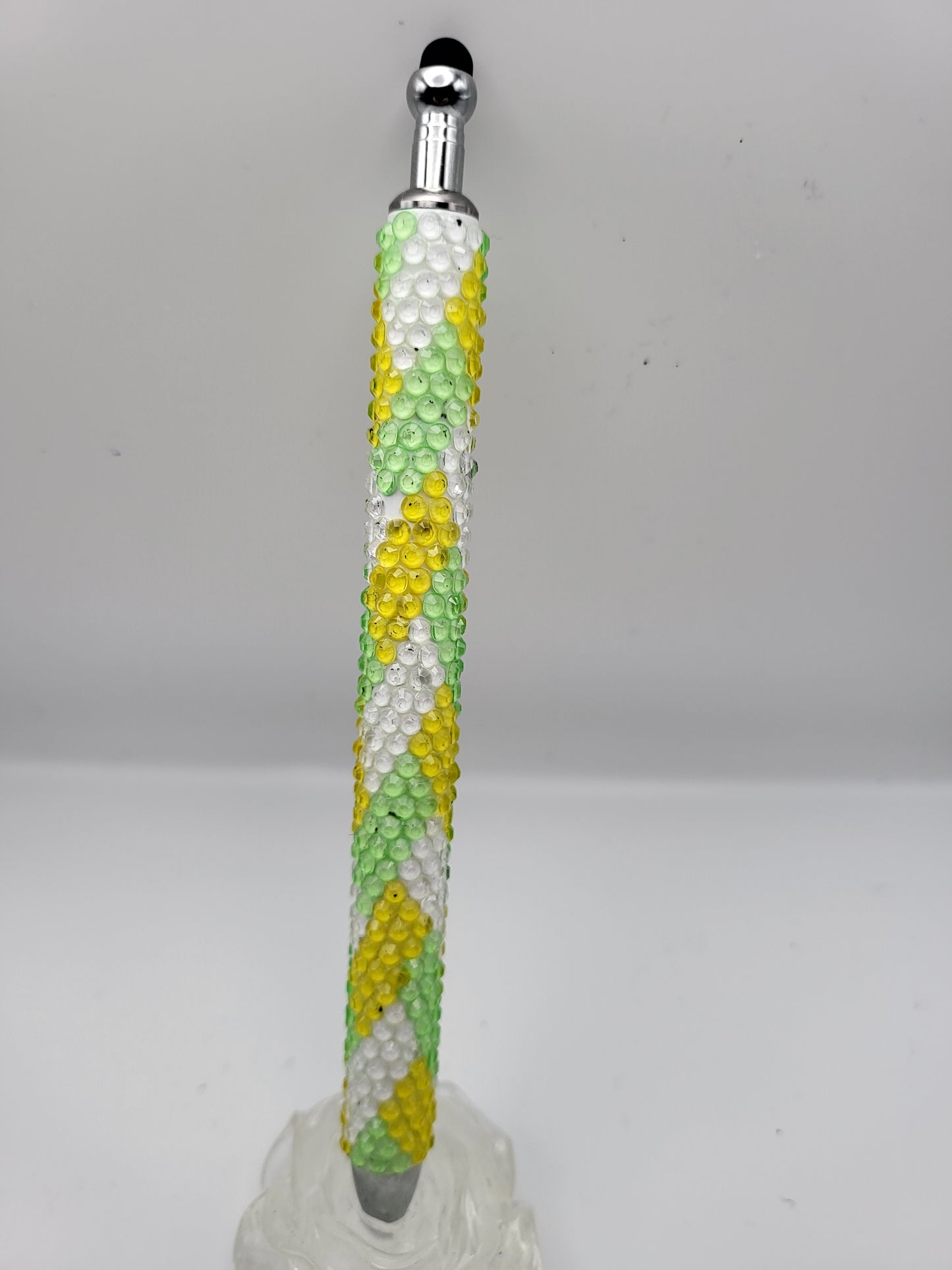 Yellow herringbone resin pen
